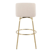 Lumi Source Toriano set of 2 contemporary fixed height barstools with swivel, round footrest, and modern design.