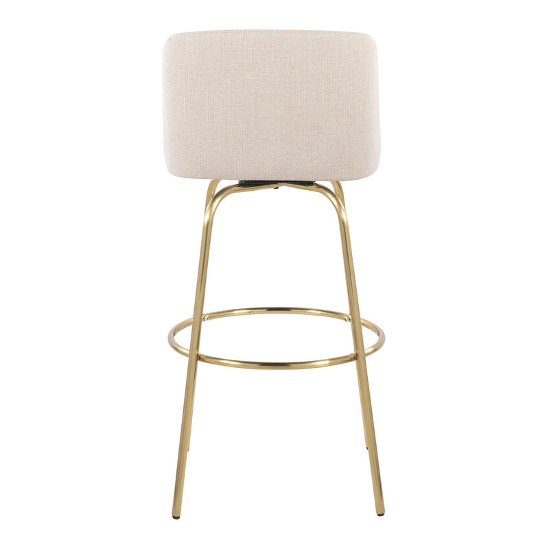 Lumi Source Toriano set of 2 contemporary fixed height barstools with swivel, round footrest, and modern design.