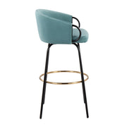 Set of two Lumi Source Claire contemporary glam barstools with footrests, featuring sleek design and modern metal frames.