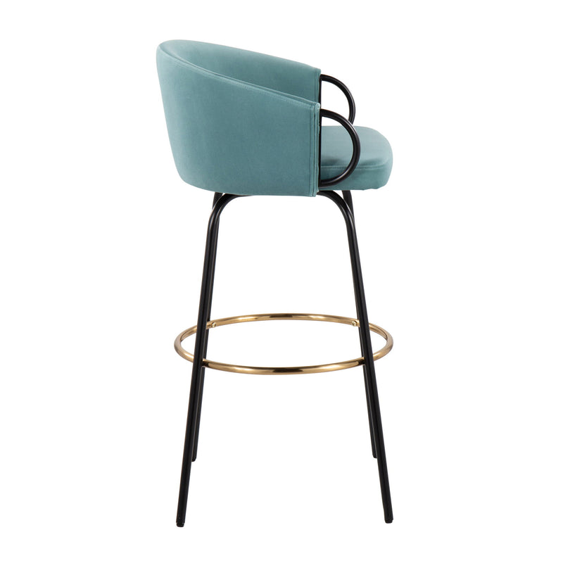 Set of two Lumi Source Claire contemporary glam barstools with footrests, featuring sleek design and modern metal frames.