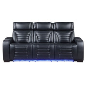 Ephron - Power Motion Sofa With Dropdown Table, Wireless Charging, Reading Light, Power Headrests & LED - Black - R&R Furniture Gallery (Fountain Valley, CA)