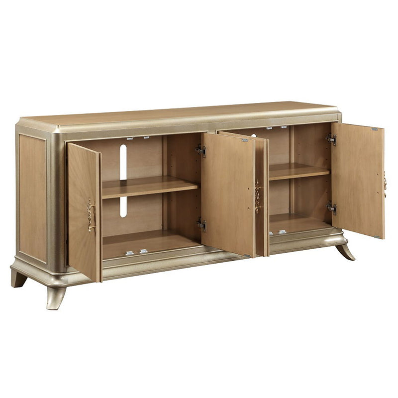 Dodie - Console Cabinet - Natural Oak Sunburst Pattern & Taupe Champaign - R&R Furniture Gallery (Fountain Valley, CA)