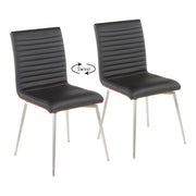 Lumi Source Mason contemporary dining chair set with two swivel chairs featuring modern design and wooden legs.