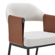 Jensen - Modern Light Grey Fabric + Camel Vegan Leather Dining Chair — view 2