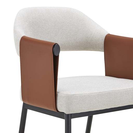 Jensen - Modern Light Grey Fabric + Camel Vegan Leather Dining Chair — view 2