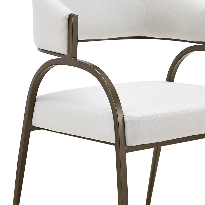 Hudson - Modern Off-White Fabric + Bronze Dining Chair — view 2