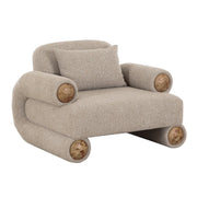 Odette - Modern Beige Fabric + White Burl Accent Chair — view 4