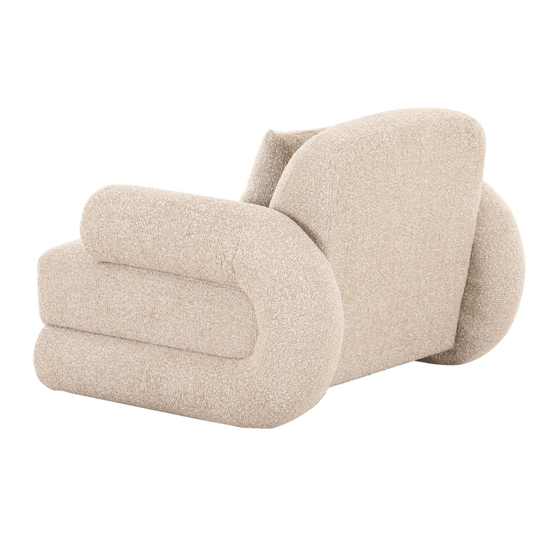 Odette - Modern Beige Fabric + White Burl Accent Chair — view 2