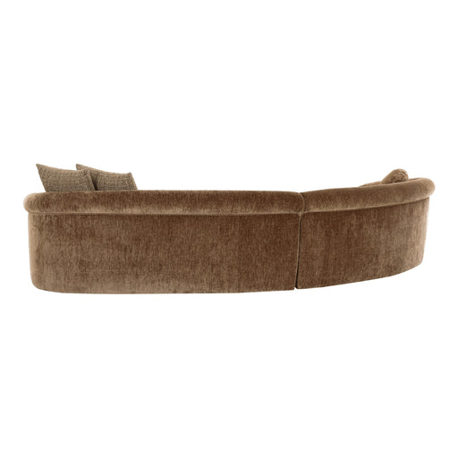 Sheth - Modern Brown Fabric Curved Sectional Sofa — view 2