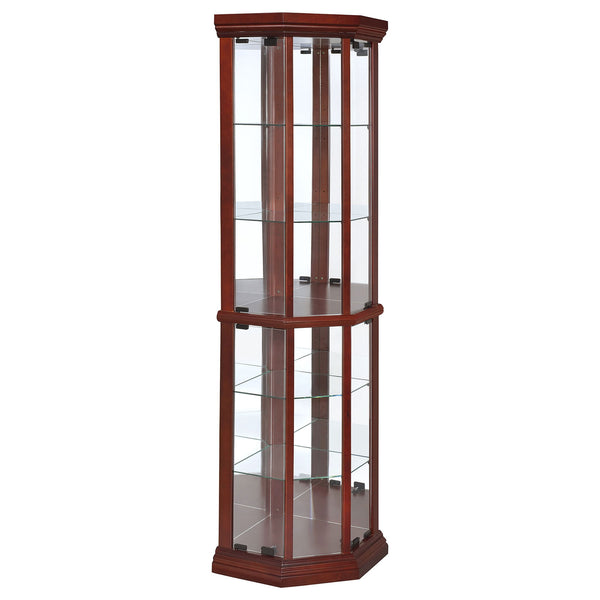 Jacob - 6 Shelf Curio Display Cabinet - Red / Brown
