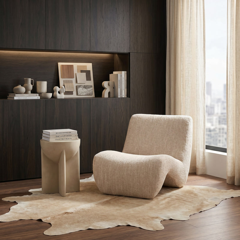 Spiro - Modern Beige Fabric Accent Chair — view 3