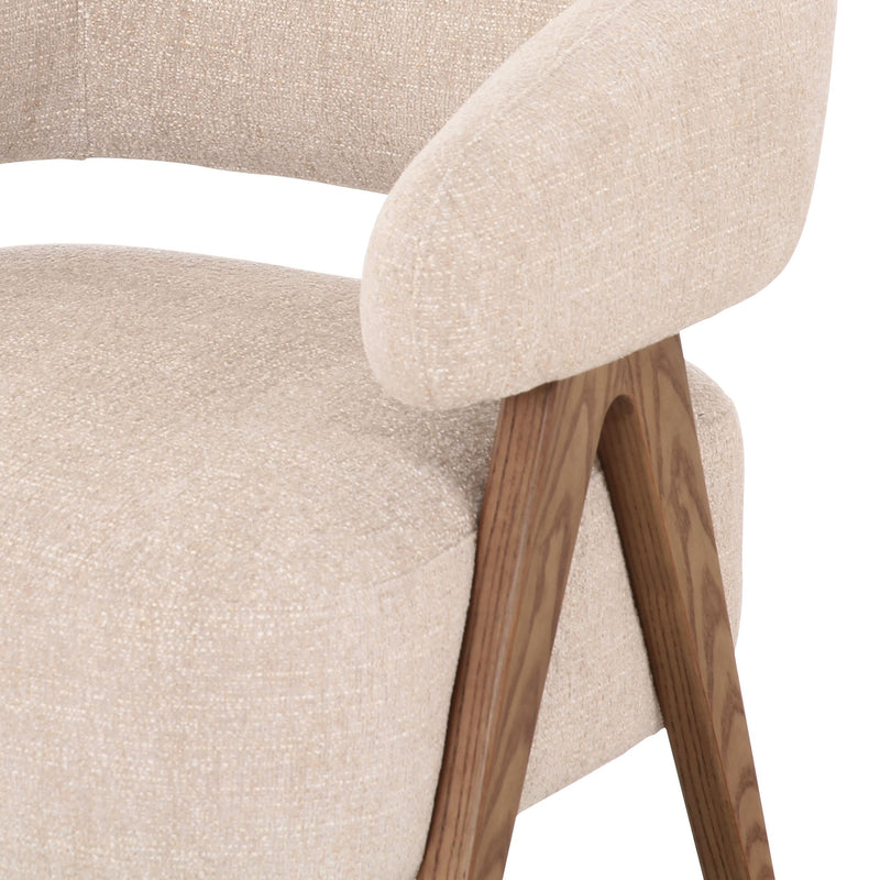 Brock - Mid-Century Modern Beige Fabric + Ash Accent Chair — view 3