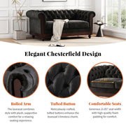 Chesterfield Loveseat Sofa, 2 Person Rolled Arm Upholstered Couch - R&R Furniture Gallery (Fountain Valley, CA)
