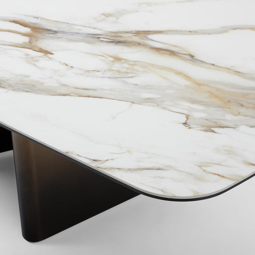 Clifford - Contemporary White Ceramic + Brushed Bronze Dining Table — view 2