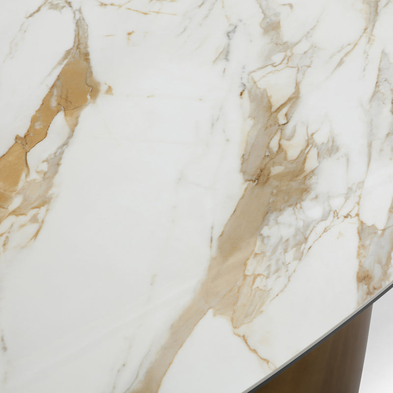 Gresham - Contemporary White Ceramic + Brushed Brass Dining Table — view 2