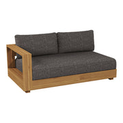 Santorini - Outdoor Grey Olefin Fabric + Natural Teak Sectional Sofa — view 5