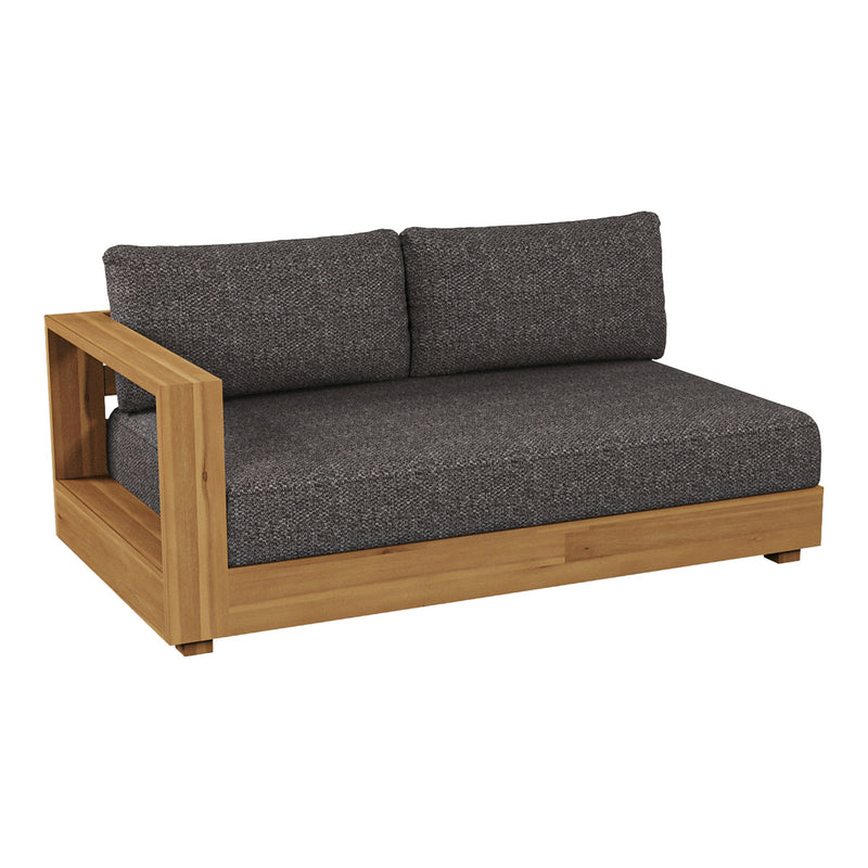 Santorini - Outdoor Grey Olefin Fabric + Natural Teak Sectional Sofa — view 5