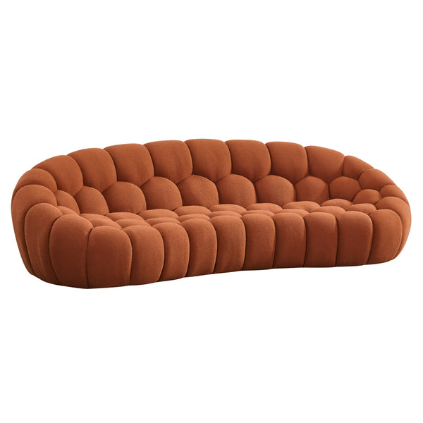 Yolonda - Modern Curved Orange Fabric Sofa Set