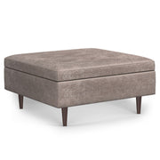Shay - Large Square Coffee Table Storage Ottoman Mid-Century Style - R&R Furniture Gallery (Fountain Valley, CA)