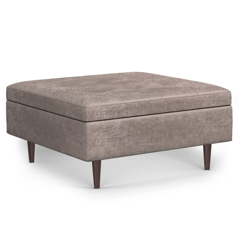 Shay - Large Square Coffee Table Storage Ottoman Mid-Century Style - R&R Furniture Gallery (Fountain Valley, CA)