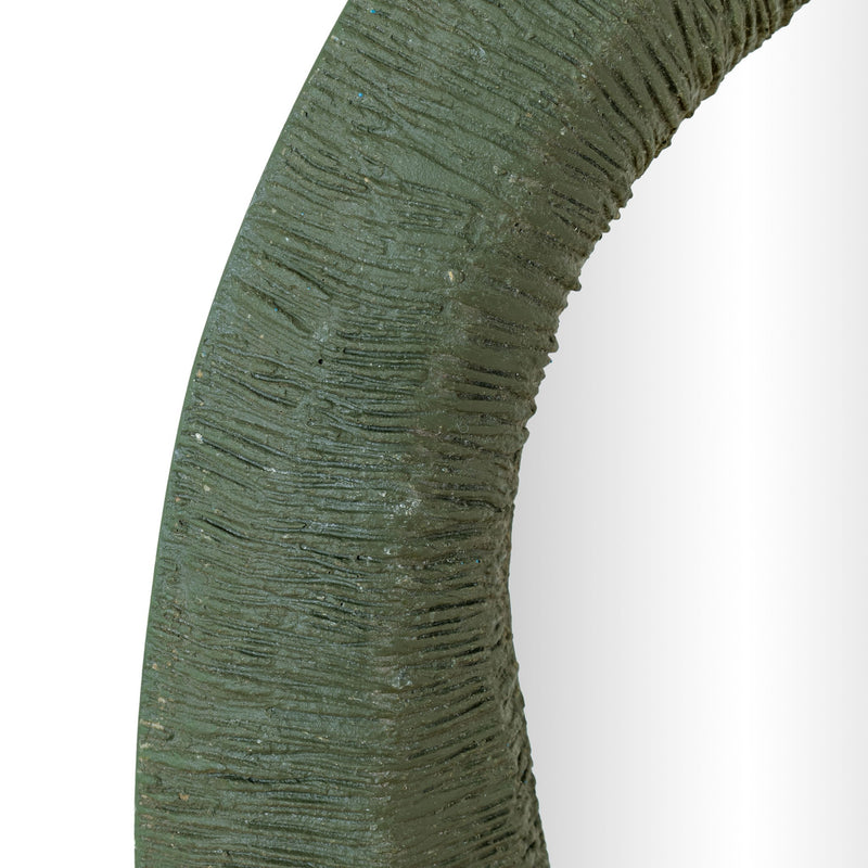 Forest green TOV Furniture Orpheus 22x28 ribbed fiberglass thick wall mirror with a modern design and textured frame.