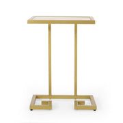 Modern Glam C Shaped End Table With Tempered Glass Top - Gold - R&R Furniture Gallery (Fountain Valley, CA)