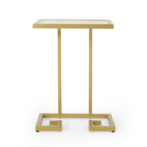 Modern Glam C Shaped End Table With Tempered Glass Top - Gold - R&R Furniture Gallery (Fountain Valley, CA)