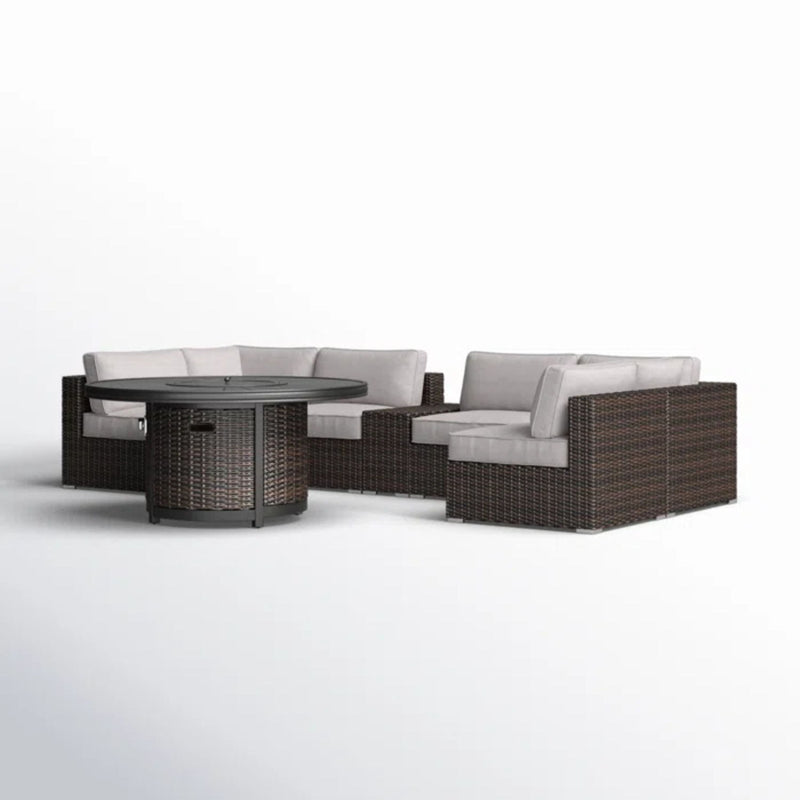 Rattan Patio Set With Comfortable Cushions And Fire Pit - R&R Furniture Gallery (Fountain Valley, CA)
