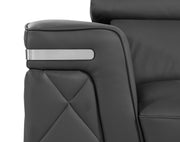 1140 - Top Grain Italian Leather Living Room Set - Black - R&R Furniture Gallery (Fountain Valley, CA)