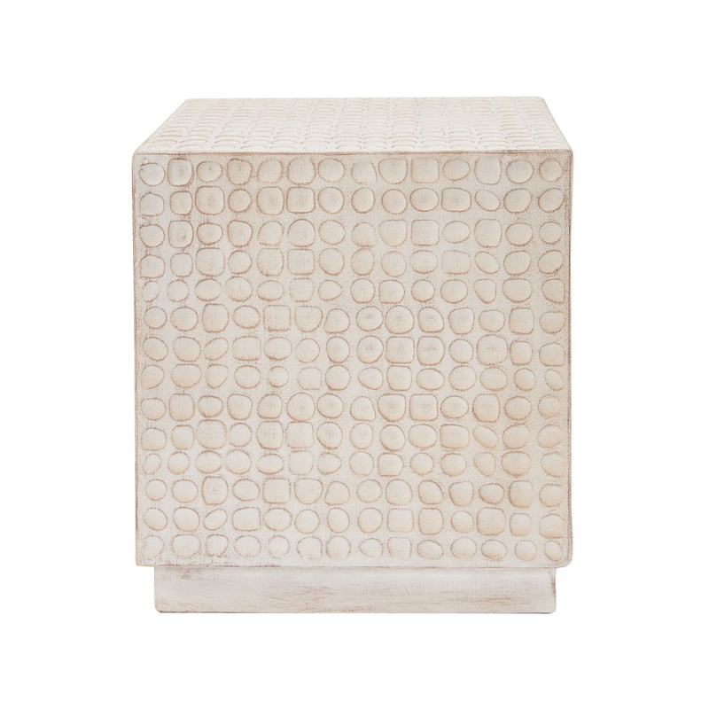 Chic Modern Mgo Cube Side Table With Fluted Design - Antique Brown - R&R Furniture Gallery (Fountain Valley, CA)