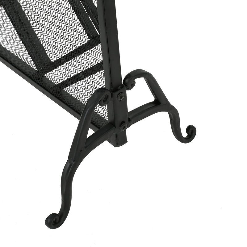 Noble House elegant fireplace screen with intricate metal design serving as a protective barrier for the hearth.