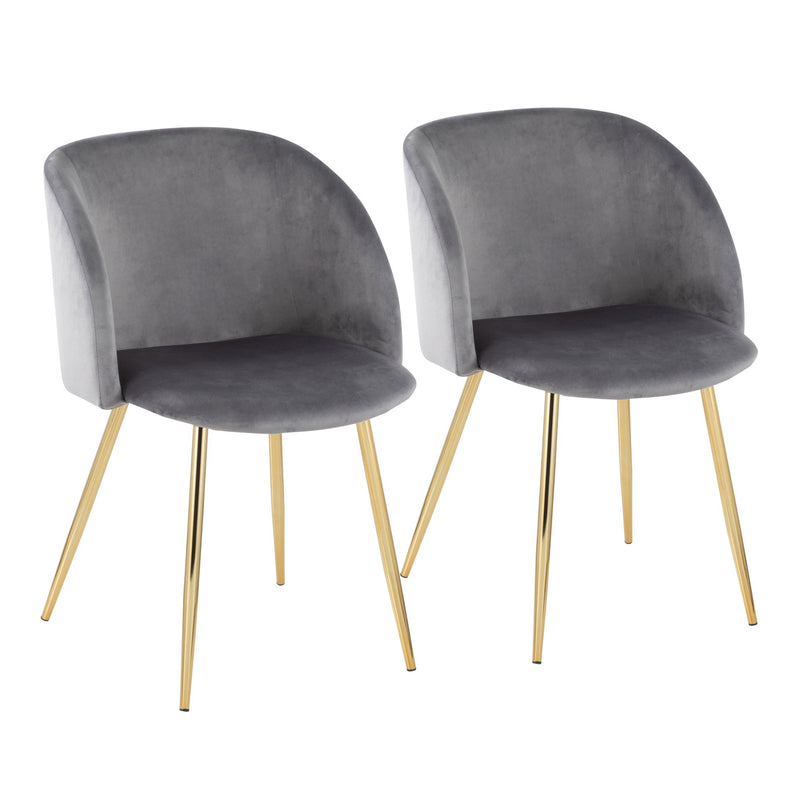 Pair of Lumi Source Fran contemporary elegant design chairs set, showcasing sleek, modern seating with stylish curves and upholstery.