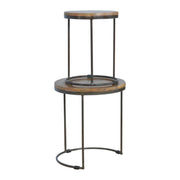 Round Stool Table With Iron Base (Set of 2) - Brown / Black - R&R Furniture Gallery (Fountain Valley, CA)