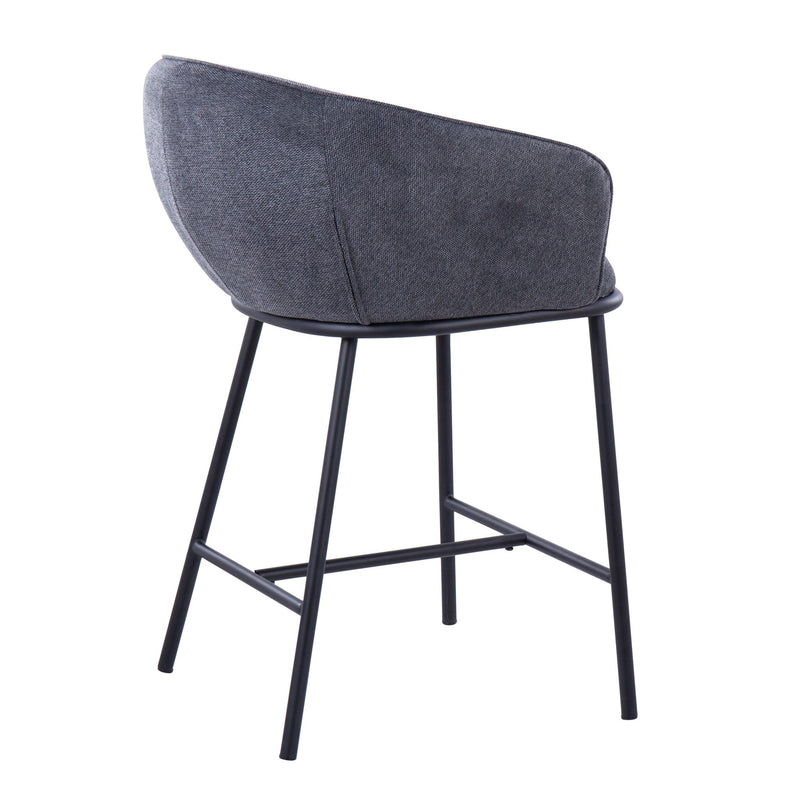 Pair of Lumi Source Ashland contemporary counter stools with wooden seats and metal legs, set of two for kitchen or bar area.