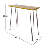 Outdoor Bar Table With Wood Tabletop And Iron Hairpin Legs - Black / Teak - R&R Furniture Gallery (Fountain Valley, CA)