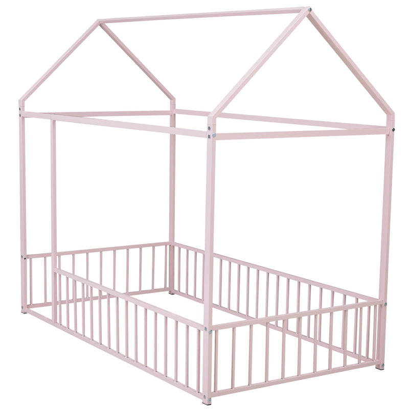 Metal Bed House Bed Frame With Fence - R&R Furniture Gallery (Fountain Valley, CA)