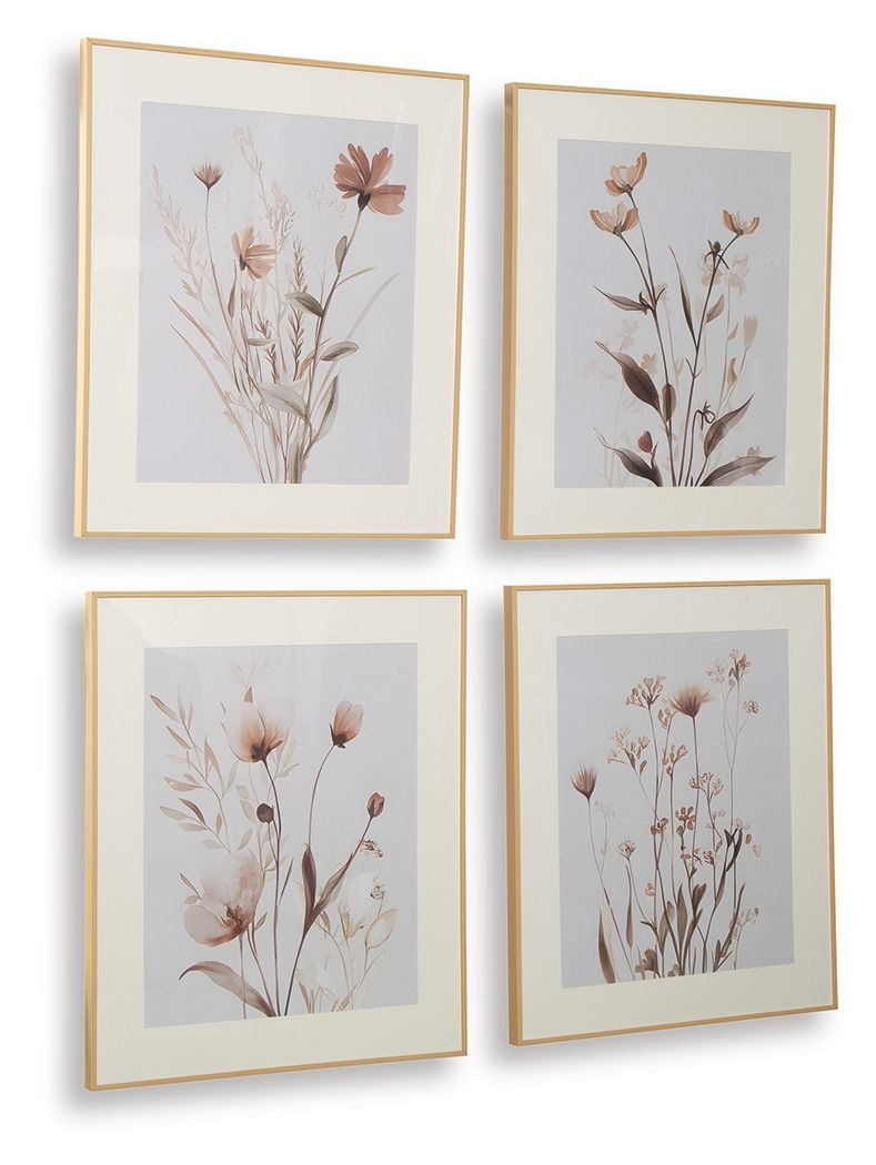 Chettings - Wall Art Set (Set of 4) - Beige / Gray / Blush - R&R Furniture Gallery (Fountain Valley, CA)