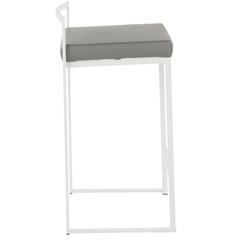 Lumi Source Fuji Simple Elegance contemporary stackable counter stool with sleek design and wooden legs, shown in a modern setting.