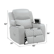 Elonzo - Power Motion Recliner With LED, Power Headrest & Speaker - Light Gray - R&R Furniture Gallery (Fountain Valley, CA)