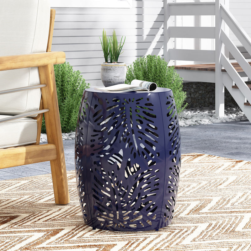 Large modern metal end table by Noble House featuring a sleek design and sturdy construction.