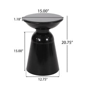 Modern outdoor metal end table by Noble House, large size with sleek design, perfect for patio or outdoor seating areas.