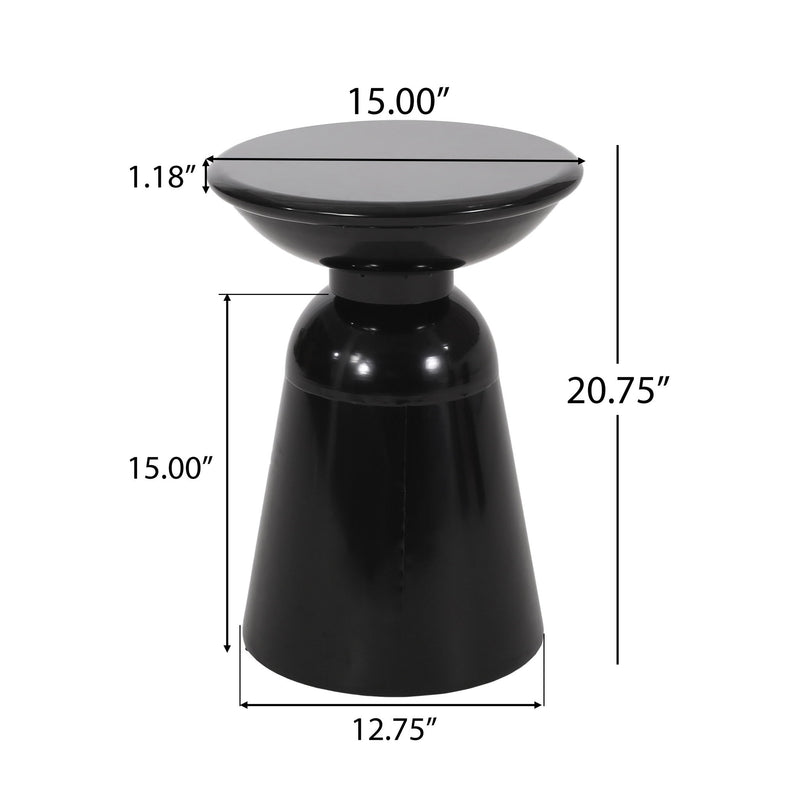 Modern outdoor metal end table by Noble House, large size with sleek design, perfect for patio or outdoor seating areas.