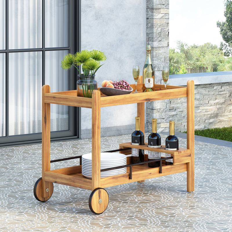 Bar Cart With Wine Bottle Holders, - Black - R&R Furniture Gallery (Fountain Valley, CA)