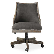 Uttermost Aidrian desk chair in charcoal with upholstered seat and back, modern office chair with sleek design and metal legs.