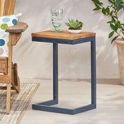 Small C Shaped End Table With Iron Base And Fir Wood Top - Black - R&R Furniture Gallery (Fountain Valley, CA)