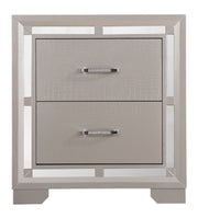 Elegant silver champagne accent nightstand from Glory Furniture with sleek design and modern style.
