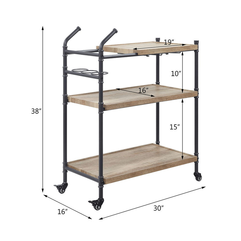 Brantley - Serving Cart - Oak & Sandy Black - R&R Furniture Gallery (Fountain Valley, CA)