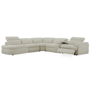 Ambler - Modern Off-White Fabric Sectional Sofa w/ 2 Power Recliners Left Facing Chaise — view 2