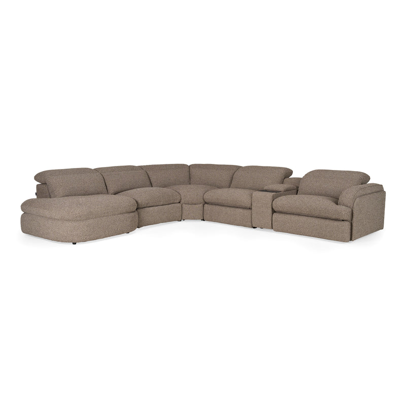 Ambler - Modern Brown Fabric Sectional Sofa w/ 2 Power Recliners Left Facing Chaise — view 4