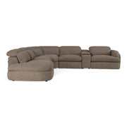 Ambler - Modern Brown Fabric Sectional Sofa w/ 2 Power Recliners Left Facing Chaise — view 5
